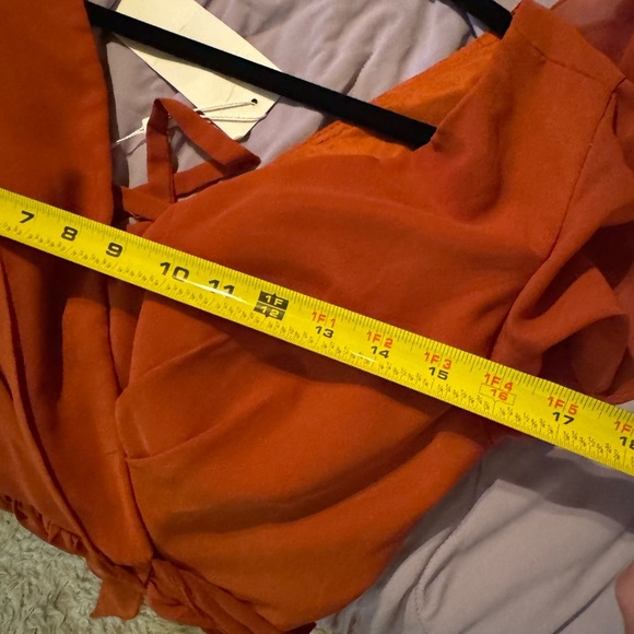 Flutter sleeve  rust colored chiffon maxi dress size 9 - Picture 5 of 5